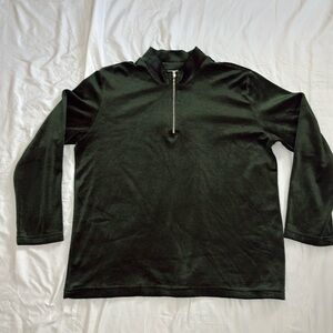 Y2K - 2000s - Natural issue - green velvet mock neck quarter zip shirt